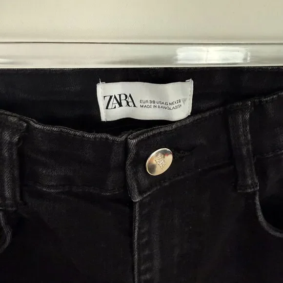 ZARA High Rise Jegging Denim Skinny 4-Pocket Jean US 6 Black Stretchy Pants B86 - Picture 4 of 6